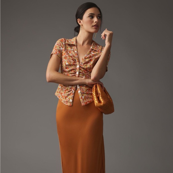 Floral Ruched Button-Up - Maeve - Picture 7 of 7